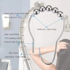 Anneaux De Douche En Gourde 24 Pièces, Anneaux De Rideau De Douche En Métal Chromé Lisse De Haute Qualité Avec Boules Coulissantes Pour Tringles De Douche -Wenko || Grohe || HOMCOM Soldes 94080781 4