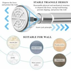 Tringle à Rideau De Douche Extensible 50-85 Cm Barre De Rideau De Douche Sans Percage Tringle De Rideau De Douche En Acier Inoxydable Pour Porte De Balcon De Placard Douche -Wenko || Grohe || HOMCOM Soldes 94131737 5