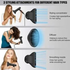 Sèche-cheveux Professionnel Avec Diffuseur, Ions De Sèche-cheveux, Sèche-cheveux Ultra-léger Et Puissant, Haute Performance Avec Conversion De Fréquence De Rayonnement Faible (argent). -Wenko || Grohe || HOMCOM Soldes 94919803 4