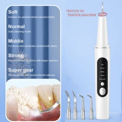 Détartreur à Ultrasons à 5 Vitesses Avec Base Rechargeable Pour Le Nettoyage Domestique Du Tartre, Des Dents Jaunes Et Des Taches De Tabac, Détartreur De Blanchiment Des Dents -Wenko || Grohe || HOMCOM Soldes 95070787 3