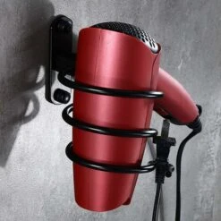 Support Pour Sèche-cheveux Pour Montage Mural Avec Perçage - Pour Hôtel, Salle De Bain, WC, Barbier Aluminium, Finition Mate, Noir, 1 Pièce. -Wenko || Grohe || HOMCOM Soldes 95205292 5