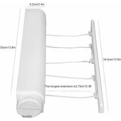 GDRHVFD Etendoir Mural Extensible, Sechoir Linge Mural Avec 5 Fils De 3,75 Mètres, Etendoir A Linge Pour Intérieur Et Extérieur Accessoire Des Vetements -Wenko || Grohe || HOMCOM Soldes 95286036 4