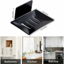 Porte-Savon Mural, Porte-Savon Adhésif De Douche, Métal Boite A Savon Etagere Sans Perçage Pour Salle De Bain, Cuisine Porte Eponge Noir -Wenko || Grohe || HOMCOM Soldes 95477173 2
