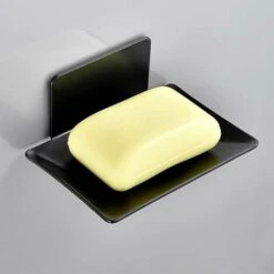 Porte-Savon Mural, Porte-Savon Adhésif De Douche, Métal Boite A Savon Etagere Sans Perçage Pour Salle De Bain, Cuisine Porte Eponge Noir -Wenko || Grohe || HOMCOM Soldes 95477173 5