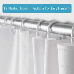 Rideau De Douche 200x180cm Rideau De Bain EVA Semi-Transparent Imperméable Pour Salle De Bains - Blanc -Wenko || Grohe || HOMCOM Soldes 95504446 4