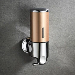 450ML Distributeur De Savon Mural, Distributeur De Savon à Mains à Une Seule Tête Distributeur Liquide Gel Douche Shampoo Pour Cuisine Salle De Bains Hotel (or)