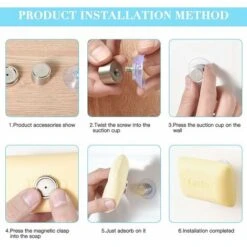 Lot De 6 Porte Savon Aimanté Ventouse, Porte Savon Muraldouche Sans Perçage, Aimant Savon Solide, Porte-Savon Douche Aimanté Magique Sans Perçage - Pour Salle De Bain Evier Baignoire Cuisine -Wenko || Grohe || HOMCOM Soldes 95628827 5