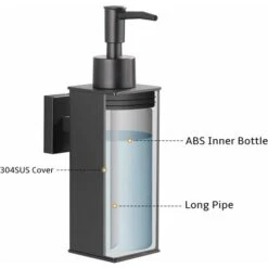 Distributeur De Savon Mural En Acier Inoxydable 304 - Noir Mat - Pour Un Usage Quotidien -Wenko || Grohe || HOMCOM Soldes 95793459 3