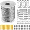 LLING Cable Inox Kit, Cable Acier Gainé 2mm + Piton à Visser + Tendeur Cable Inox Serre + Vis, Cable Acier Pvc Plastifié Suspension Corde A Linge Pour Rideaux Antivol Garde Corps, Terrasse Exterieur ( -Wenko || Grohe || HOMCOM Soldes 95910592 1