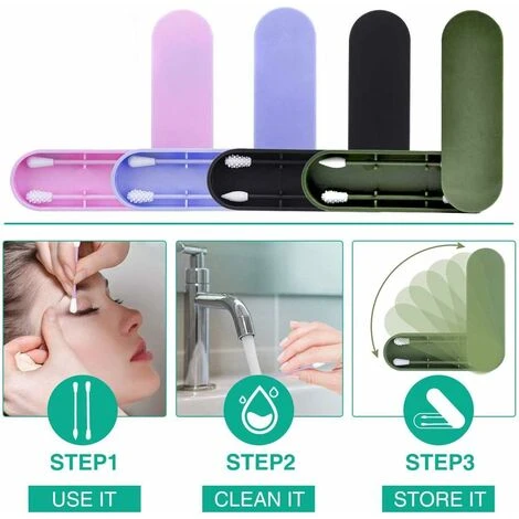 Boite à Coton Coton-tige Réutilisable, Coton-tige écologique Double Face écouvillon De Nettoyage D'oreille écouvillon Cosmétique Avec étui De Rangement (gris) 6 Boite à Coton Coton-tige Réutilisable, Coton-tige écologique Double Face écouvillon De Nettoyage D'oreille écouvillon Cosmétique Avec étui De Rangement (gris) – Image 4