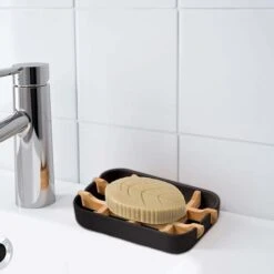 Porte-savon　Porte-Savon En Fibre De Bambou Bambou Naturel En Bois Porte Savons Boîte Avec ÉgouttoirAmovible Durable L'environnement Boîte À Savon En Bambou Naturel Pour Cuisine Et De La Salle De Bain -Wenko || Grohe || HOMCOM Soldes 96338804 4