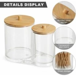 Distributeur Coton, Boite A Coton, Fabriqué En Matériau PS, Avec Couvercle En Bois (A) -Wenko || Grohe || HOMCOM Soldes 97015484 4