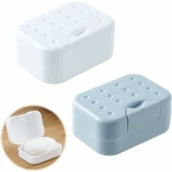 Luvadeyo Lot De 2 étuis De Savon De Voyage, Porte-savon De Voyage, étanche, Porte-savon Pour Extérieur, Randonnée, Voyage, Salle De Bain, Savon (blanc Et Bleu), Avec Mousse