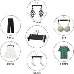 Cintres Pour Pantalon , Cintres Porte-Jupes , Avec 2 Pinces Antidérapants Et Réglables , Pour Pantalons Suspendus, Chaussettes, Jupes - Noir -Wenko || Grohe || HOMCOM Soldes 97261772 5