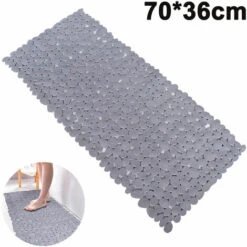 Tapis De Baignoire En Galets Tapis De Douche Antidérapants Avec Ventouses, Trous De Drainage Pour Baignoire 70 35Cm ------ Gris