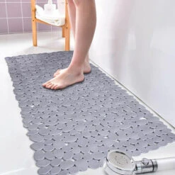 Tapis De Baignoire En Galets Tapis De Douche Antidérapants Avec Ventouses, Trous De Drainage Pour Baignoire 70 35Cm ------ Gris -Wenko || Grohe || HOMCOM Soldes 97447395 3