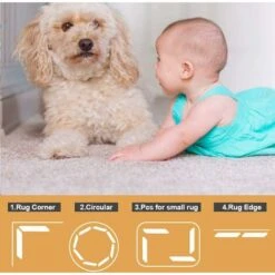 Ruban Adhésif Pour Tapis, 16 Pcs Double Face Lavable Amovible Butée De Tapis Agrippez Votre Tapis, Adhésif Antidérapant Anti-bouclement Pour Tapis D'angle Pour Sols En Bois Dur Et Carrelage -Wenko || Grohe || HOMCOM Soldes 97629760 5