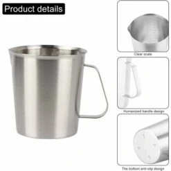 Gobelet Doseur En Acier Inoxydable 0,5 L Pot à Lait En Acier Inoxydable Pot Doseur Avec Unités De Mesure Et Anse Pot En Métal Passe Au Lave-vaisselle -Wenko || Grohe || HOMCOM Soldes 97748651 3