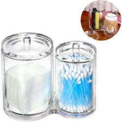 Porte-coton-tige En Acrylique Transparent Qualité Preminm Conteneur Rond Coton Pad Q-tip Organiser L'étui Pour Pinceau De Maquillage Pot D'apothicaire Transparent