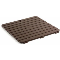 TATAY Caillebotis De Douche Carré, Polypropylène, Finition Effet Bois, Antidérapant, Protection Solaire, Avec Clous En Caoutchouc, Marron Foncé. Dimension 55 X 55 Cm