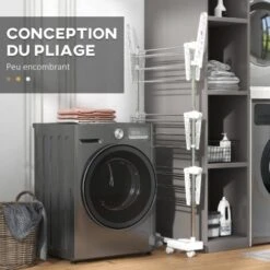 HOMCOM Sechoir à Linge étendoir Pliable Ailes Latérales Sur 3 Niveaux -Wenko || Grohe || HOMCOM Soldes 986513 5