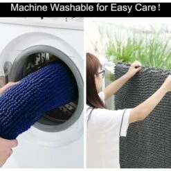 Lot De 2 Tapis De Bain Antidérapants En Microfibre Douce Haute Densité Absorbant L'eau Tapis De WC Tapis De Salle De Bain,Dolaso -Wenko || Grohe || HOMCOM Soldes 98770363 5