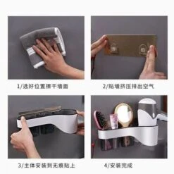 Support Pour Sèche-Cheveux Pour Fixation Murale Porte Sèche-Cheveux à 3 Compartiments -Wenko || Grohe || HOMCOM Soldes 99696727 5