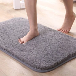Tapis De Bain Absorbant Antidérapant Extra Epais De Douche Pour Salle De Bain Tapis De Sol Chenille Lavable En Machine (Gris, 40x60cm)