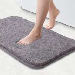 Tapis De Bain Absorbant Antidérapant Extra Epais De Douche Pour Salle De Bain Tapis De Sol Chenille Lavable En Machine (Gris, 40x60cm) -Wenko || Grohe || HOMCOM Soldes 99696741 3