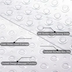 Momo Tapis De Baignoire Antidérapant En PVC Avec 200 Ventouses Tapis Ultra Long Pour Baignoire Et Douche 100 X 40 Cm, PVC, Transparentes Lila, 100 X 40 Cm -Wenko || Grohe || HOMCOM Soldes 99995258 3